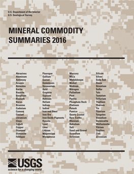 Mineral Commodity Summaries 2016 U.S