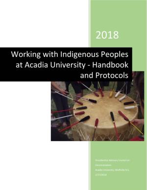 Working with Indigenous Peoples at Acadia University - Handbook and Protocols