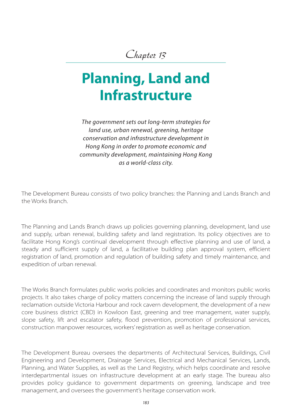 Planning, Land and Infrastructure