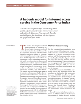 A Hedonic Model for Internet Access Service in the Consumer Price Index