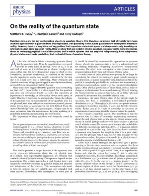 On the Reality of the Quantum State Matthew F