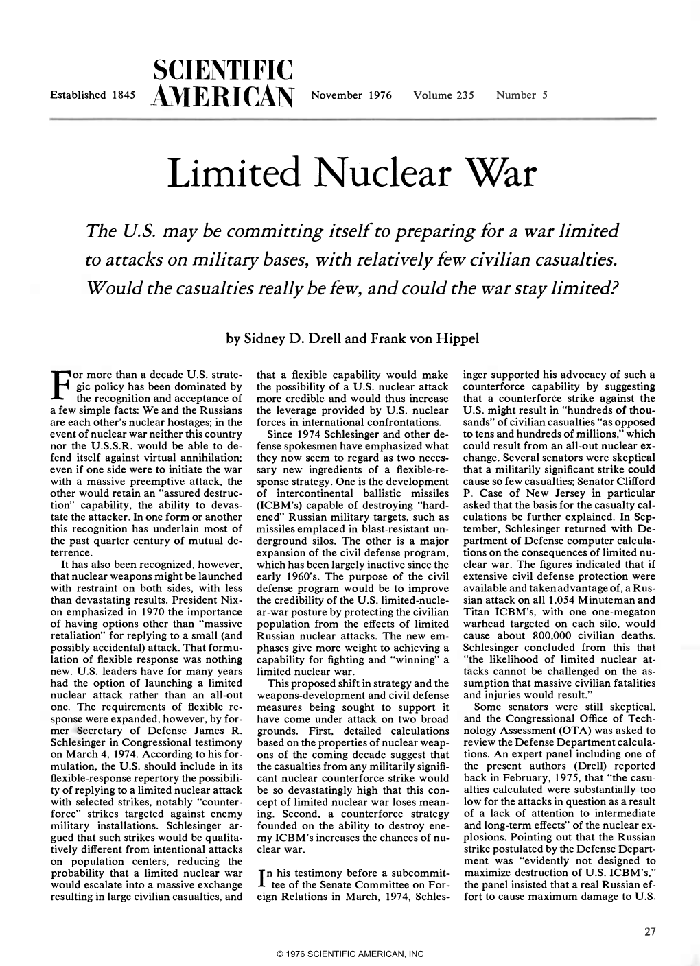 Limited Nuclear War