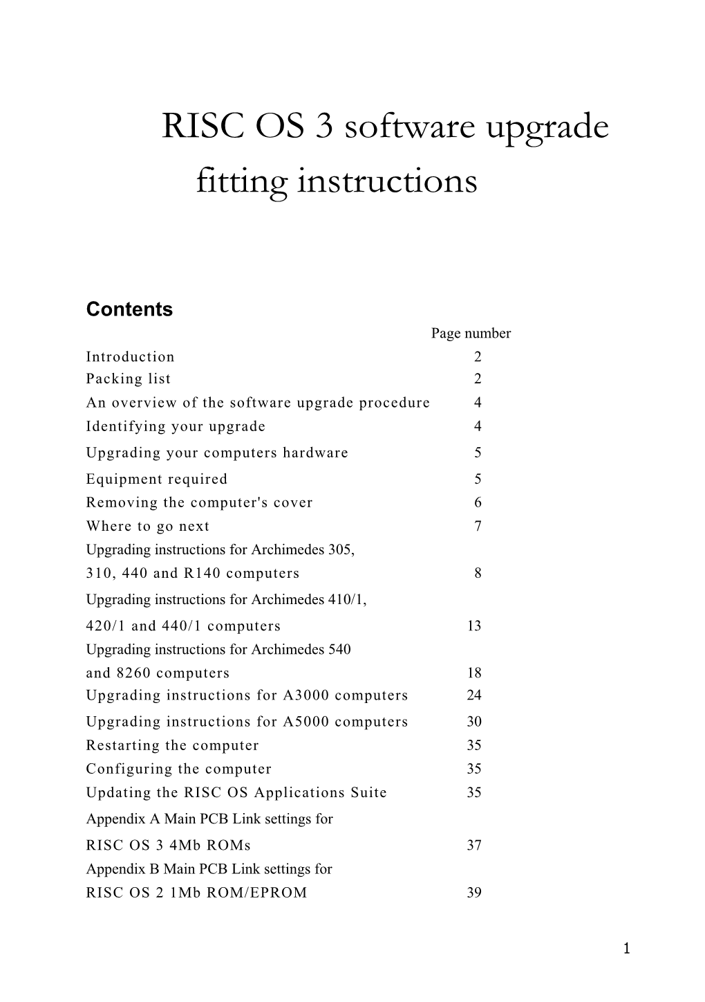 RISC OS 3 Software Upgrade Fitting Instructions
