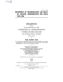 Department of Transportation and Relat- Ed Agencies Appropriations for Fiscal Year 1998