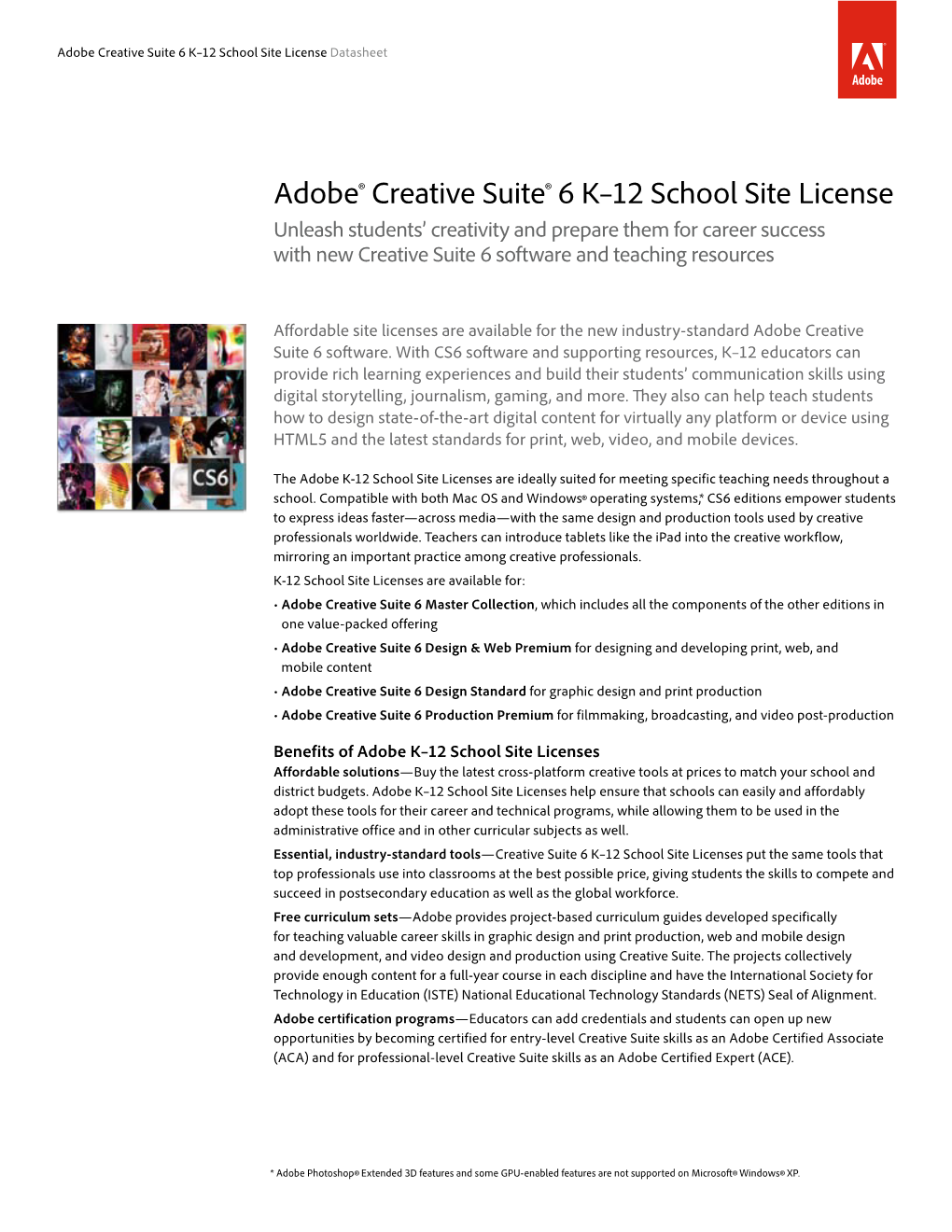 Adobe® Creative Suite® 6 K–12 School Site License