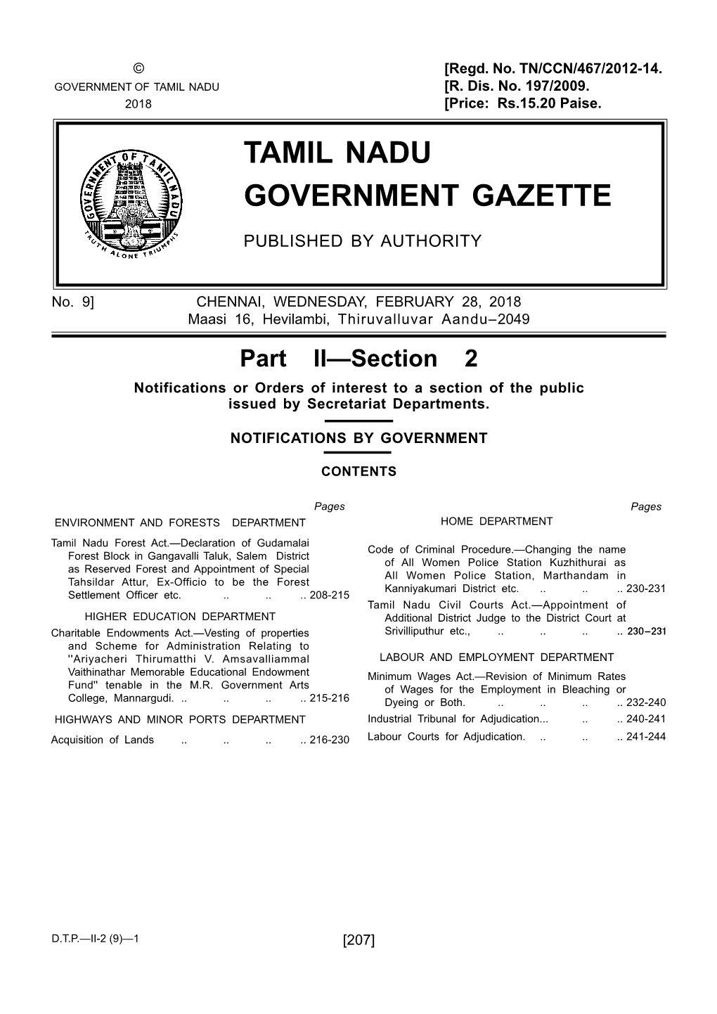 Tamil Nadu Government Gazette