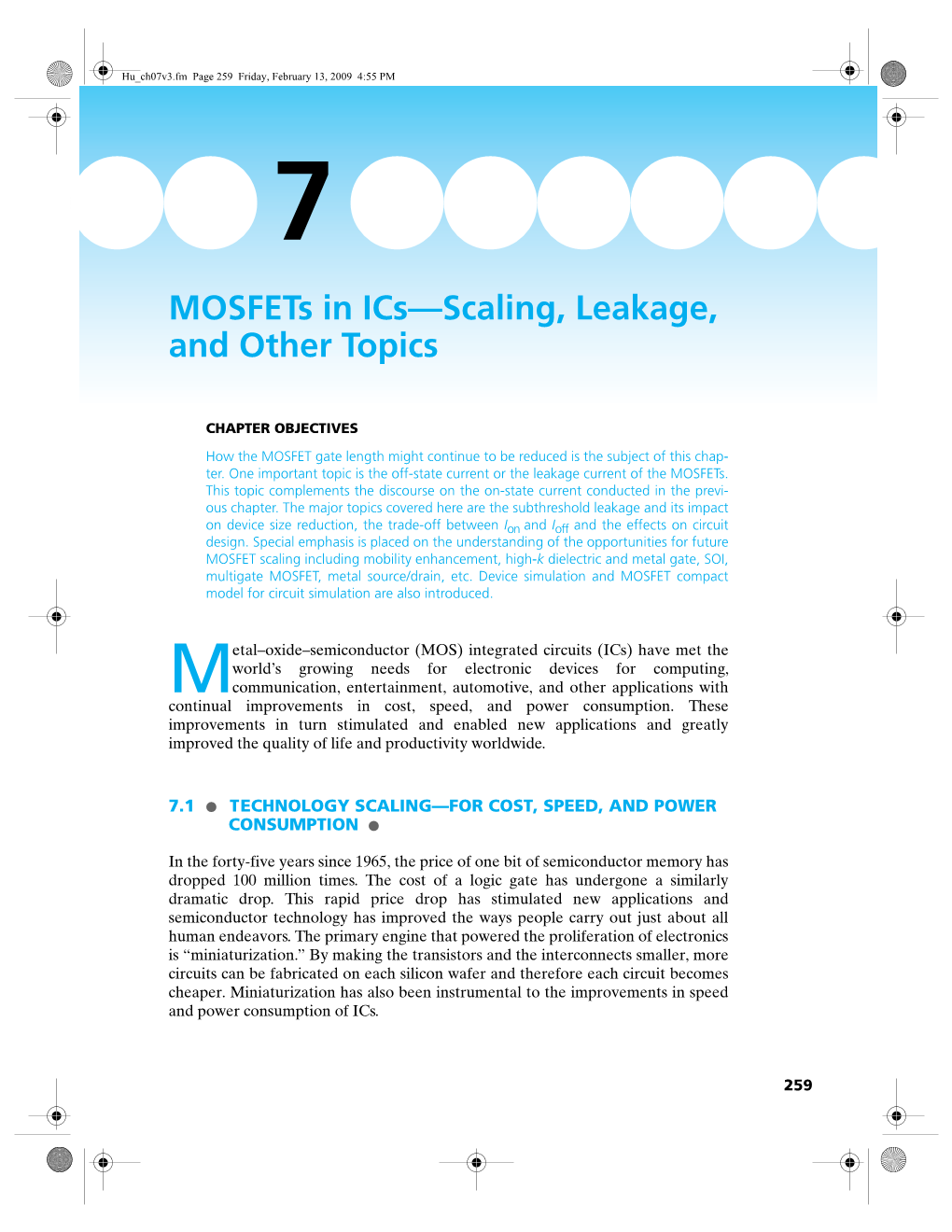 Mosfets in Ics—Scaling, Leakage, and Other Topics