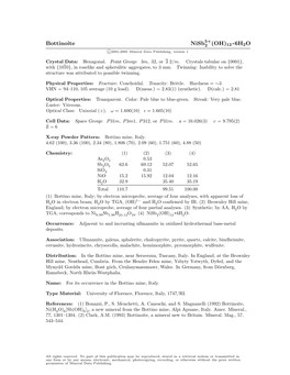 Bottinoite Nisb2 (OH)12 6H2O C 2001-2005 Mineral Data Publishing, Version 1