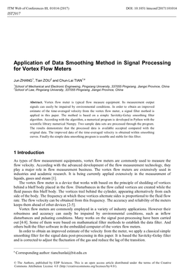 Application of Data Smoothing Method in Signal Processing for Vortex Flow Meters