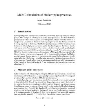 MCMC Simulation of Markov Point Processes