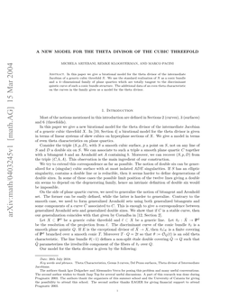 Arxiv:Math/0403245V1 [Math.AG] 15 Mar 2004 H Osblt Oatn Hssho.Tescn Uhrtha Author Second the School