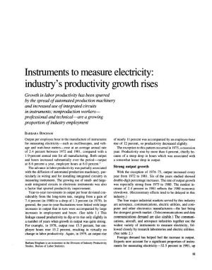 Instruments to Measure Electricity: Industry's Productivity Growth Rises