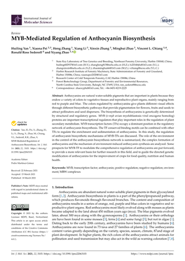 MYB-Mediated Regulation of Anthocyanin Biosynthesis