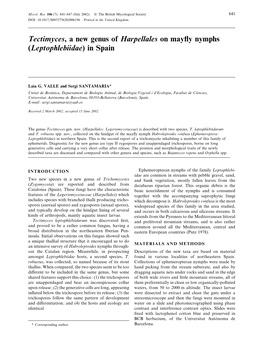 Tectimyces, a New Genus of Harpellales on Mayfly Nymphs (Leptophlebiidae) in Spain