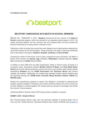 Beatport Announces 2019 Beats in School Winners