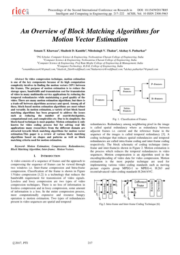 An Overview of Block Matching Algorithms for Motion Vector Estimation