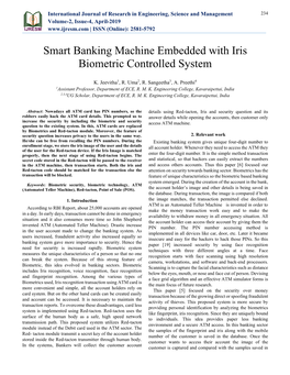 Smart Banking Machine Embedded with Iris Biometric Controlled System