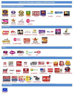 List of TV Channels Avai Channels Available on DD Free Dish