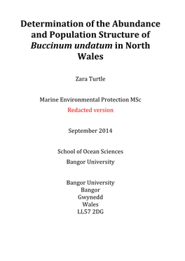 Determination of the Abundance and Population Structure of Buccinum Undatum in North Wales