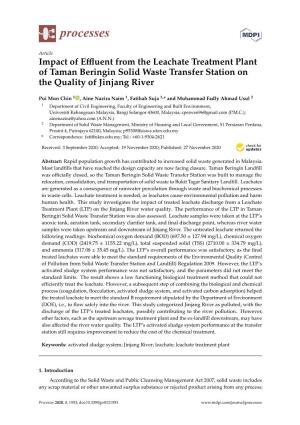 Impact of Effluent from the Leachate Treatment Plant of Taman Beringin