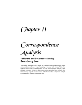 Chapter 11 Correspondence Analysis