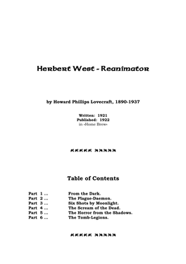 Herbert West-Reanimator