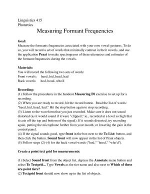 Measuring Formant Frequencies