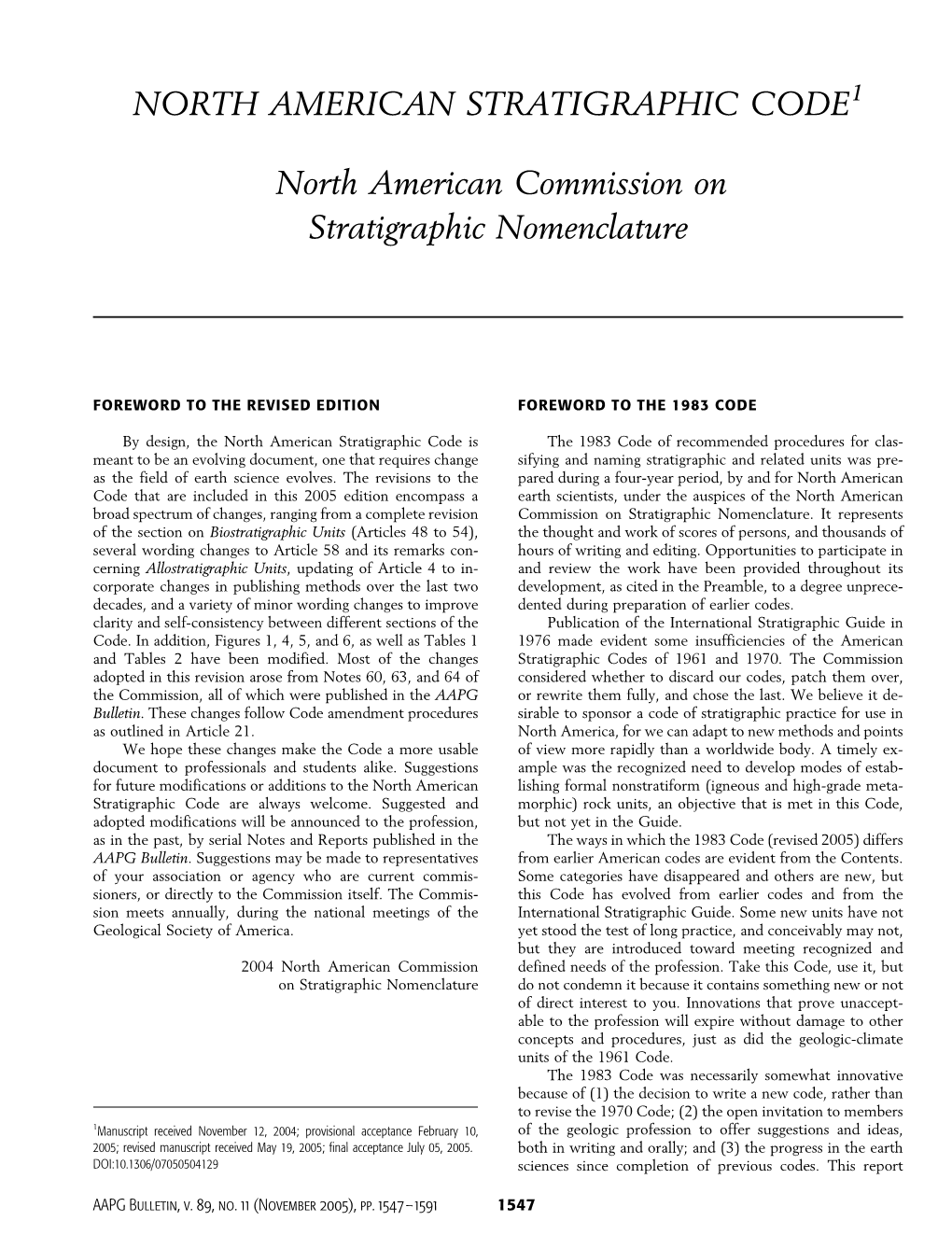 North American Stratigraphic Code1