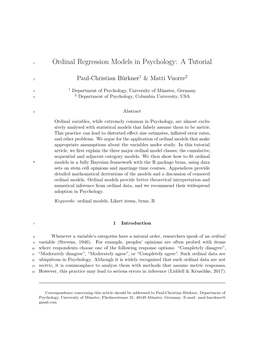 Ordinal Regression Models in Psychology: a Tutorial