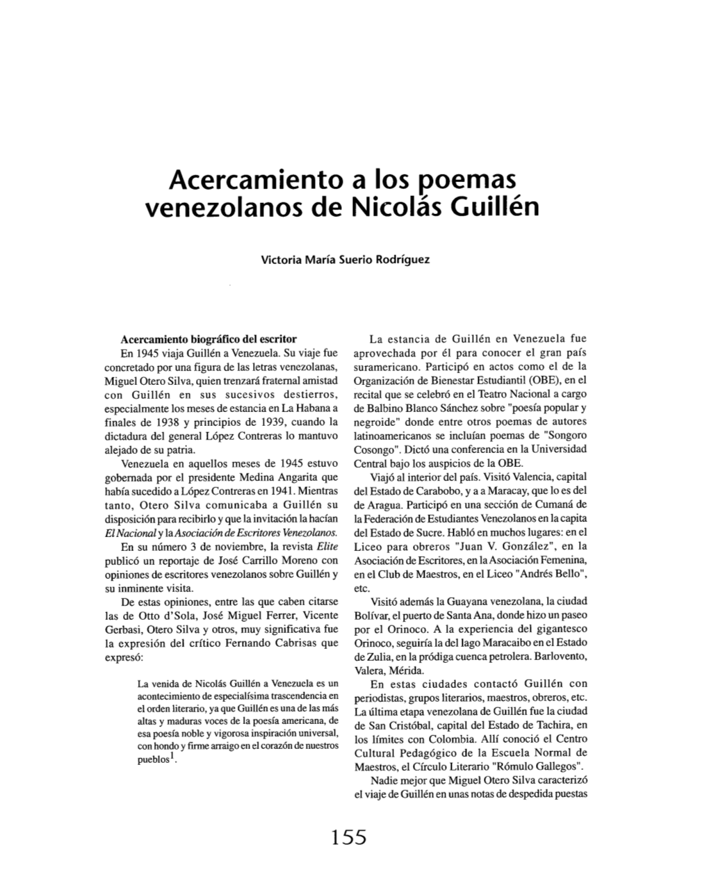 Acercamiento a Los Poemas Venezolanos De ~ I E O L a S Guillén