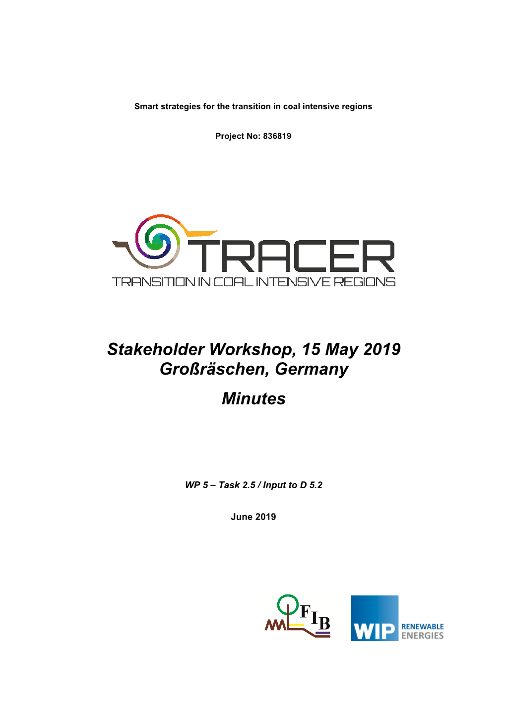 Stakeholder Workshop, 15 May 2019 Großräschen, Germany Minutes
