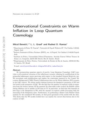 Observational Constraints on Warm Inflation in Loop Quantum Cosmology