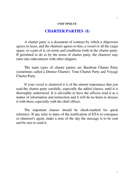 Charter Parties (I)