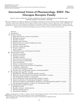 International Union of Pharmacology. XXXV. the Glucagon Receptor Family