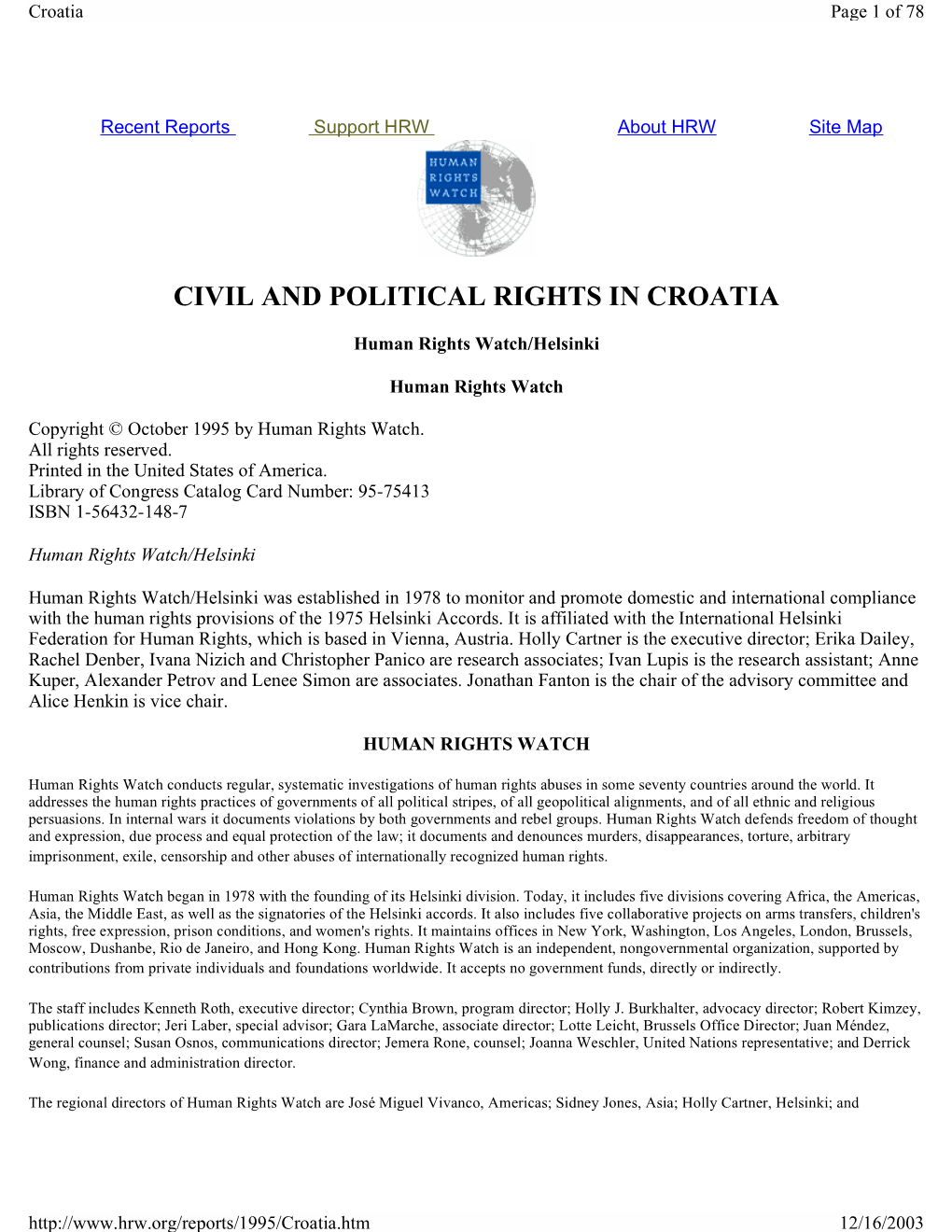 Civil and Political Rights in Croatia