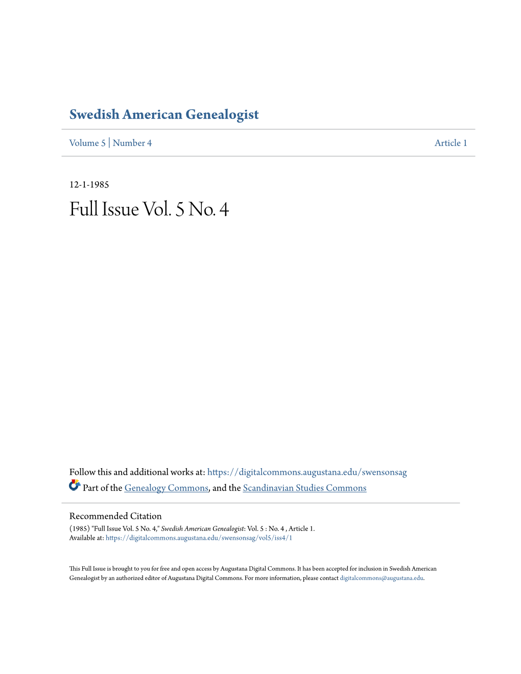 Swedish Genealogical Societies Have Developed During the Last One Hundred Years