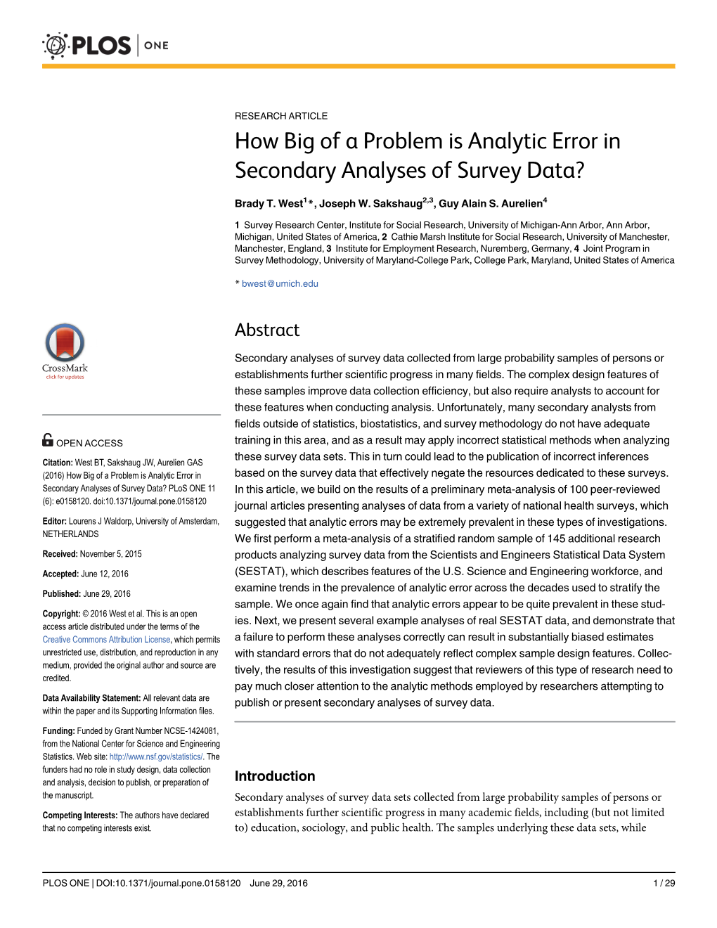 How Big of a Problem Is Analytic Error in Secondary Analyses of Survey Data?