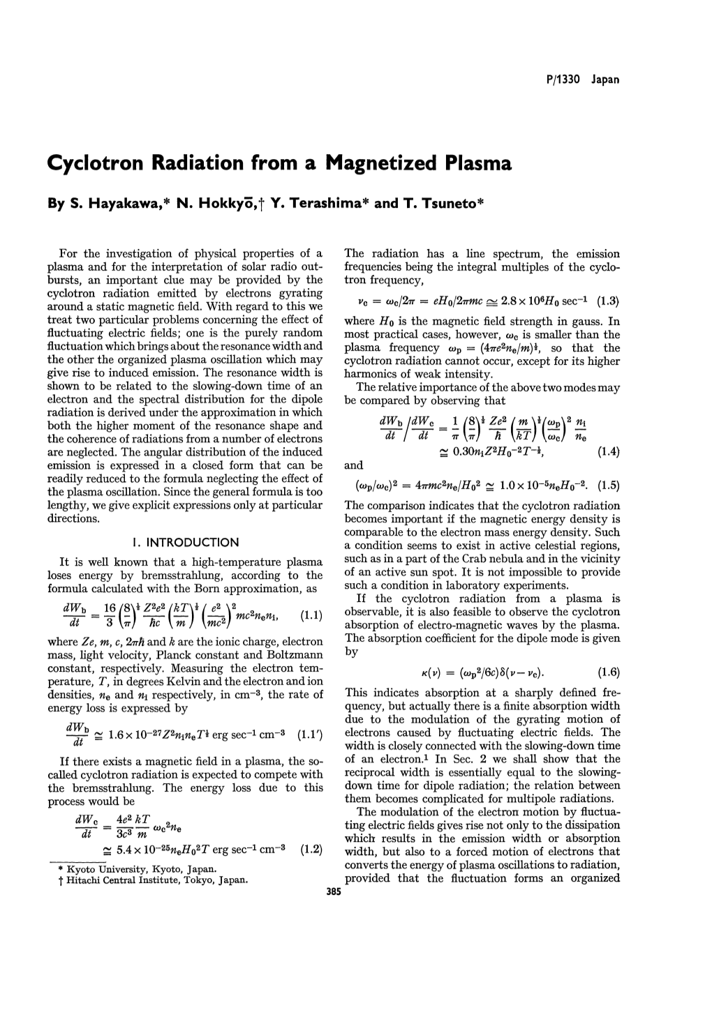 Cyclotron Radiation from a Magnetized Plasma