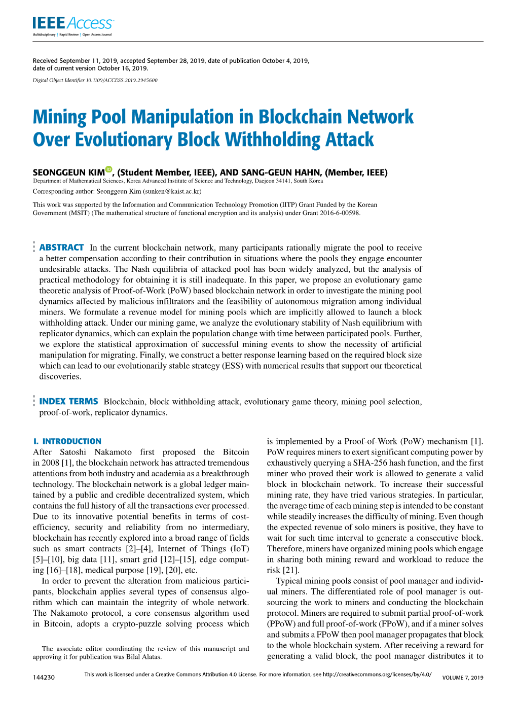 Mining Pool Manipulation in Blockchain Network Over Evolutionary Block Withholding Attack