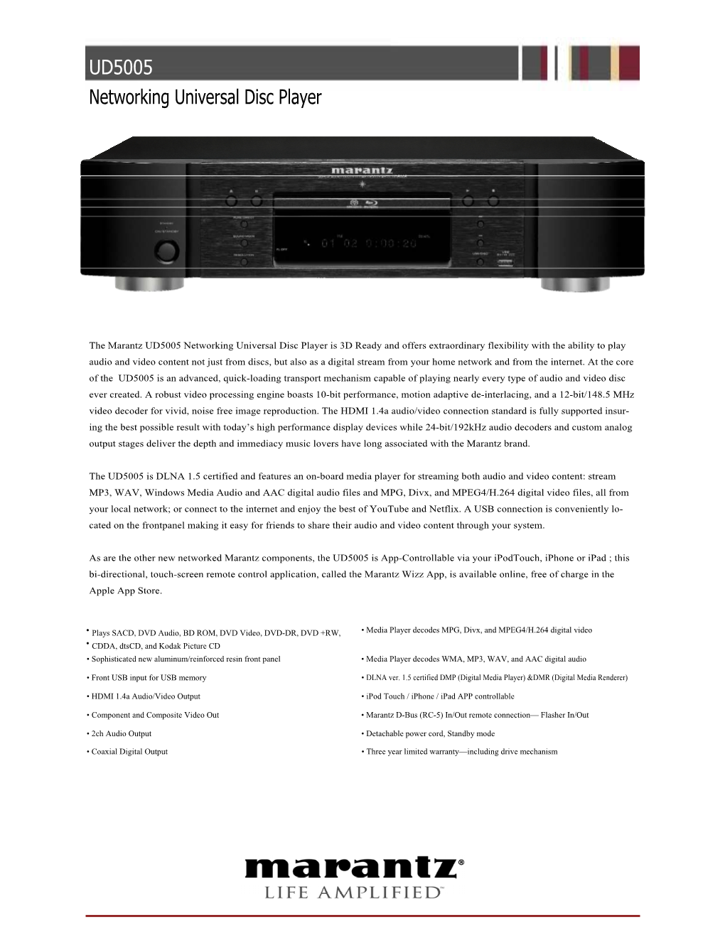 UD5005 Networking Universal Disc Player