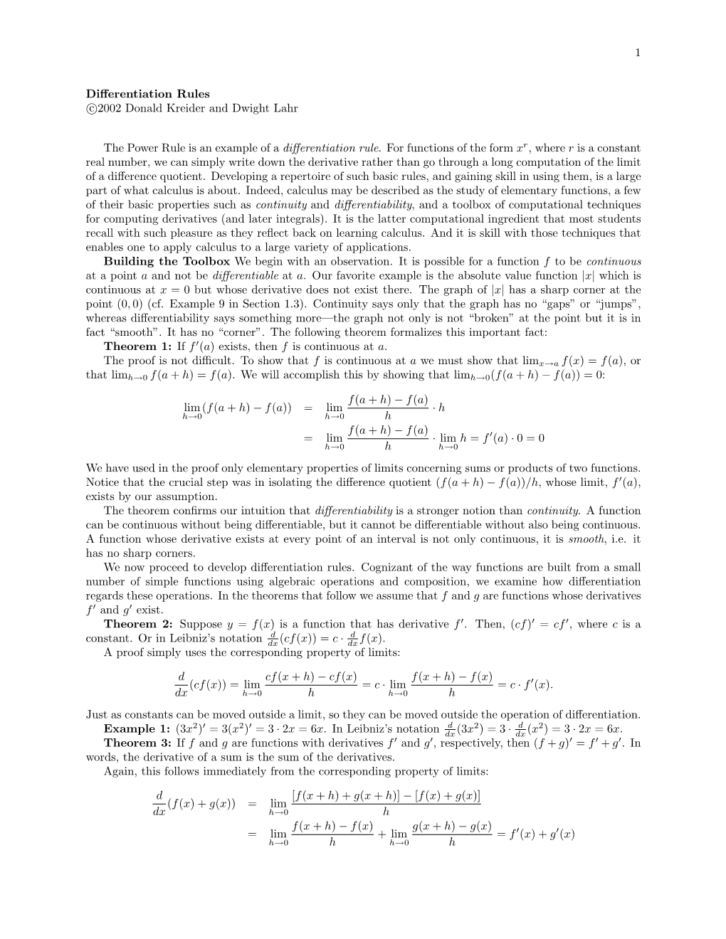 Differentiation Rules