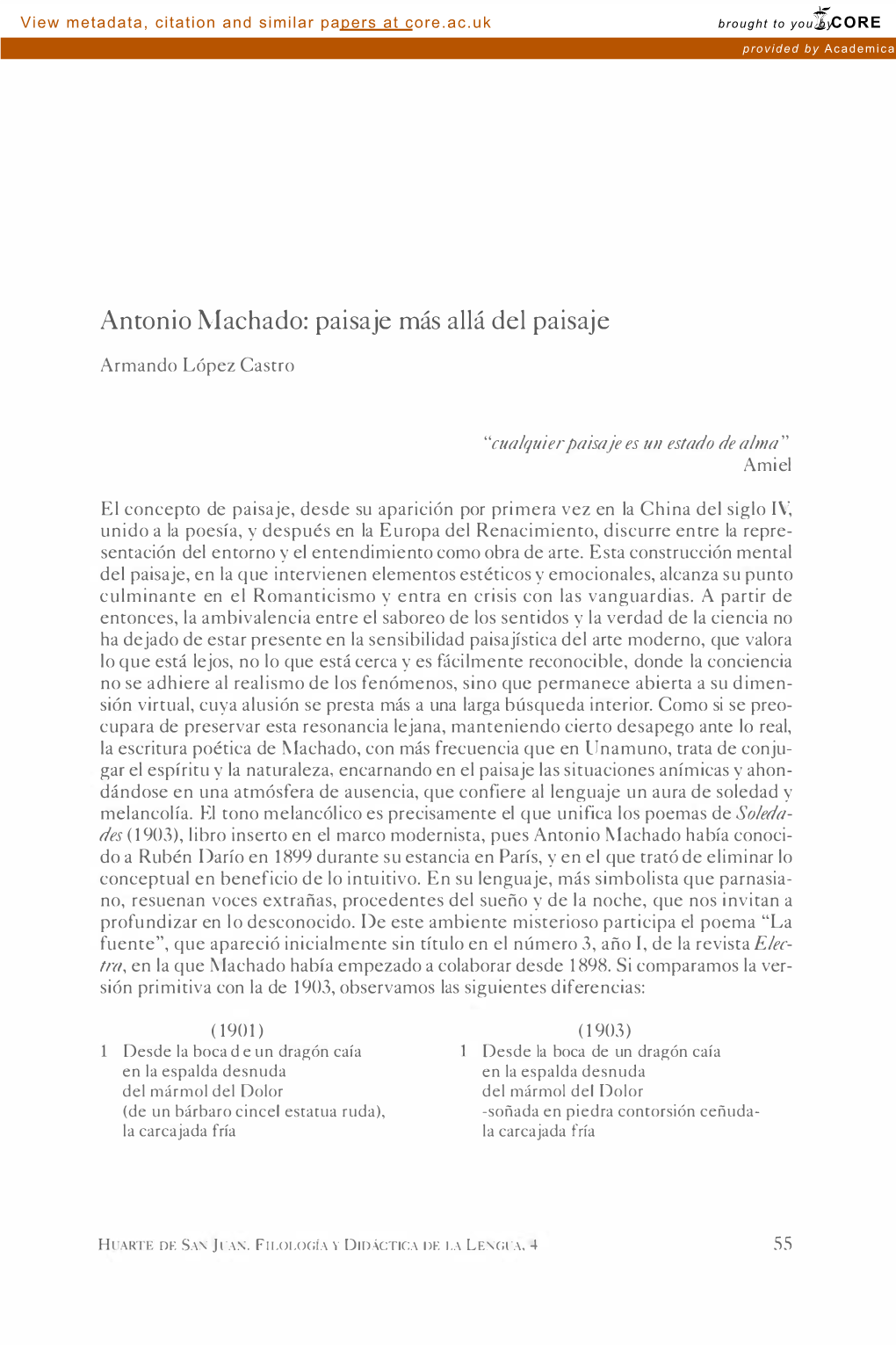 Antonio Machado: Paisaje Más Allá Del Paisaje