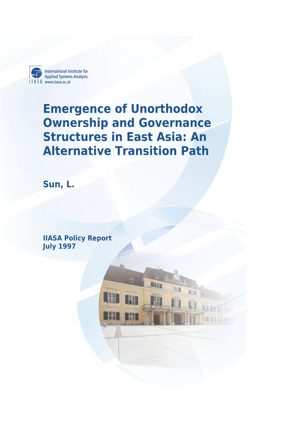 WIDER RESEARCH for ACTION Emergence of Unorthodox Ownership and Governance Structures in East Asia