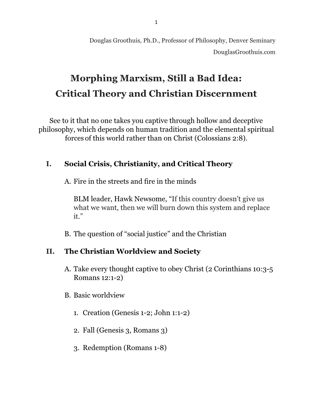 Morphing Marxism, Still a Bad Idea: Critical Theory and Christian Discernment