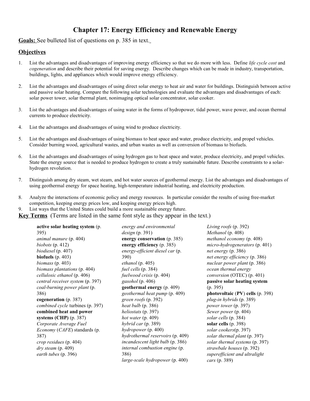 Chapter 17: Energy Efficiency and Renewable Energy