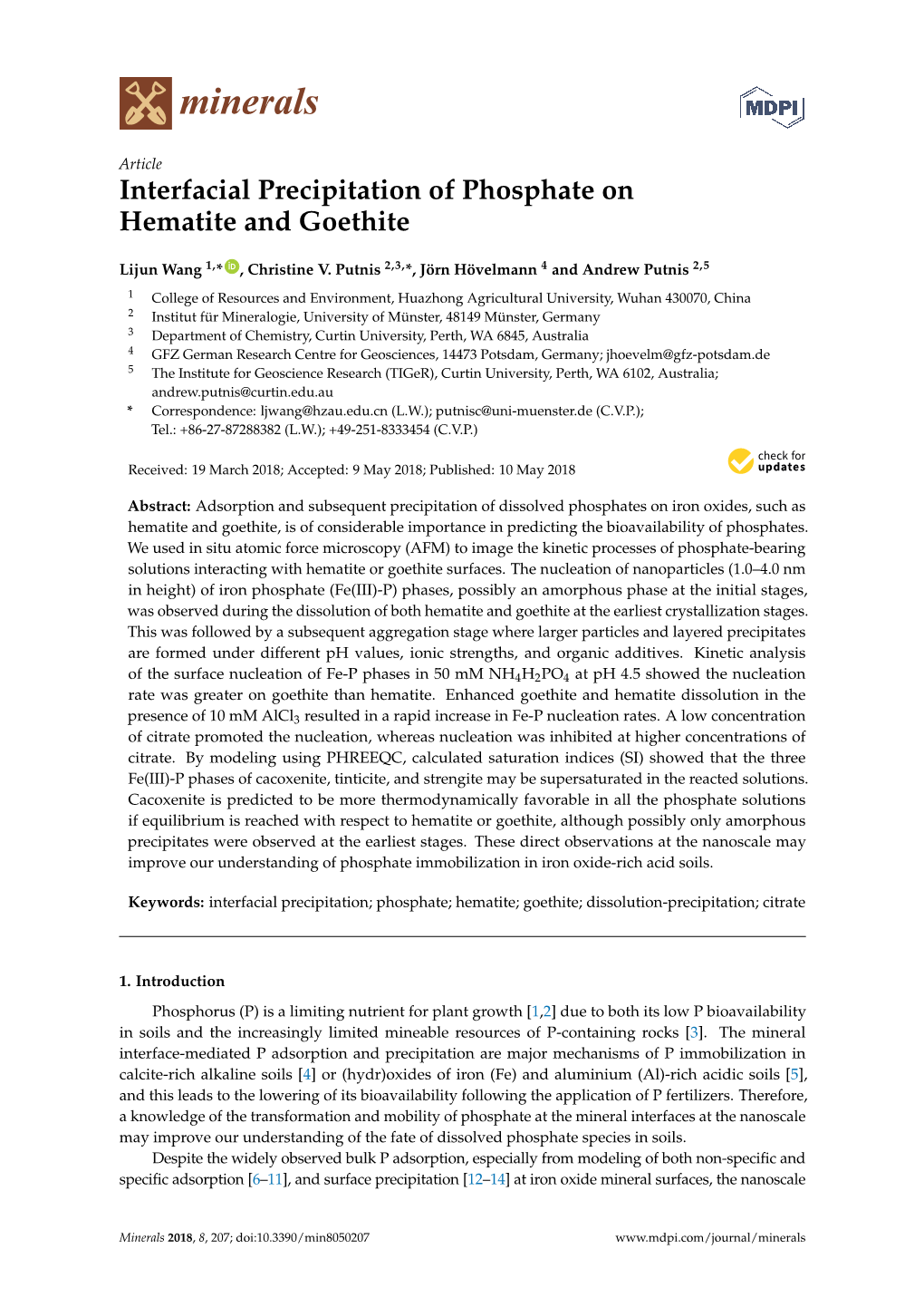 Interfacial Precipitation of Phosphate on Hematite and Goethite