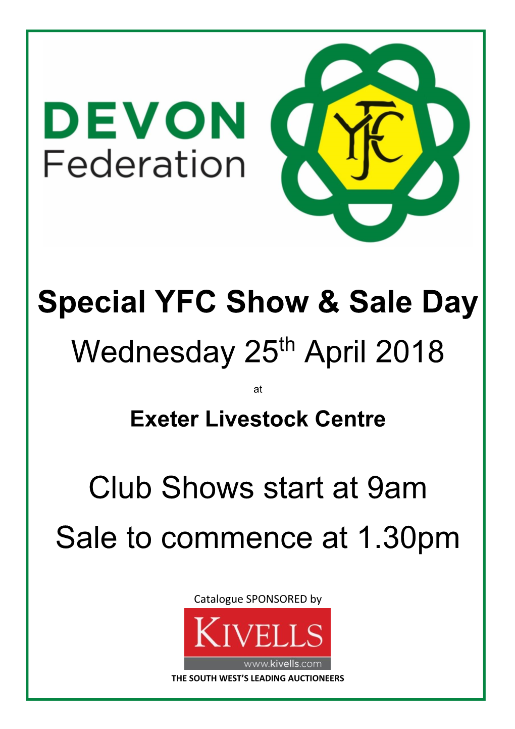 Special YFC Show & Sale Day Wednesday 25