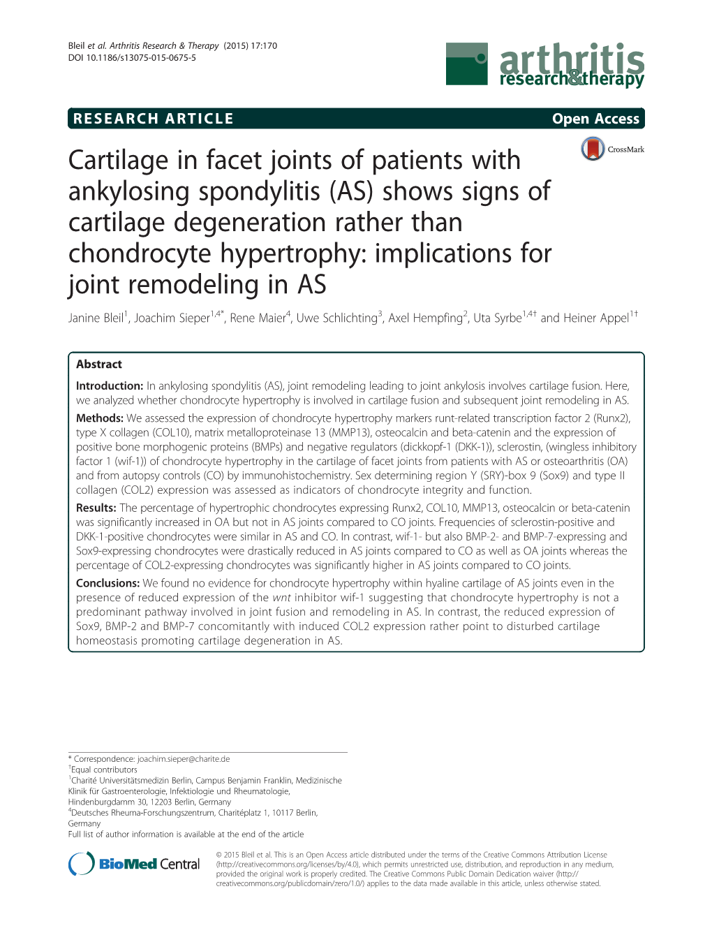 Cartilage in Facet Joints of Patients With