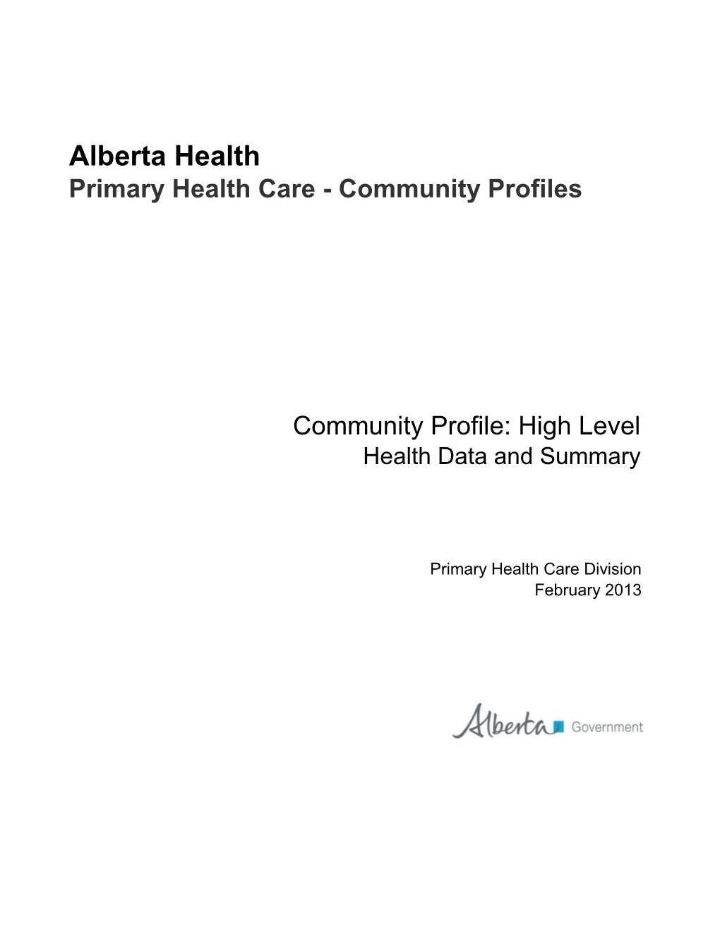 High Level Health Data and Summary