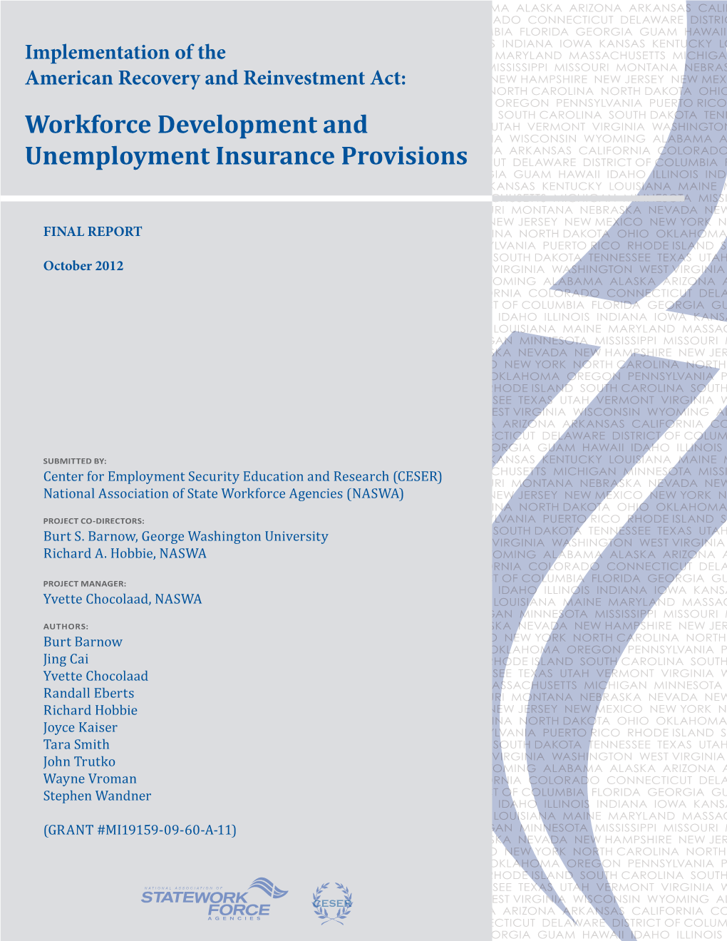 Workforce Development and Unemployment Insurance Provisions